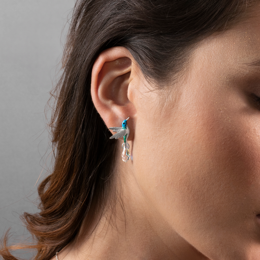 ARETES COLIBRÍ CHILLON CON CRISTALES