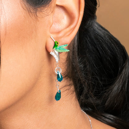 ARETES COLIBRI COLA DE RAQUETA