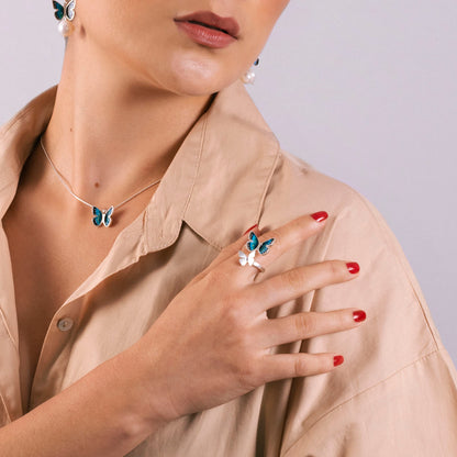 ANILLO MARIPOSA MORPHO GRANDE
