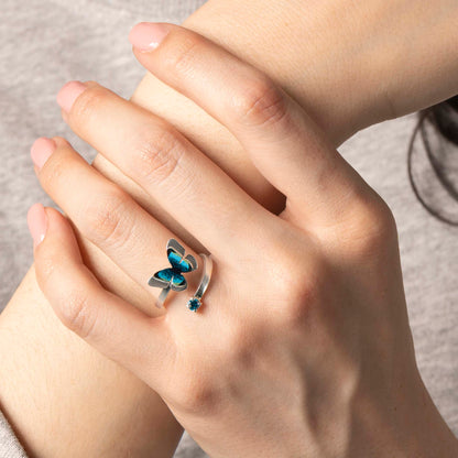 ANILLO MARIPOSA MORPHO Y CIRCON